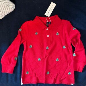 NEW w/ Tags- Janie and Jack - Embroidered Tree Pique Red Polo - 2T
